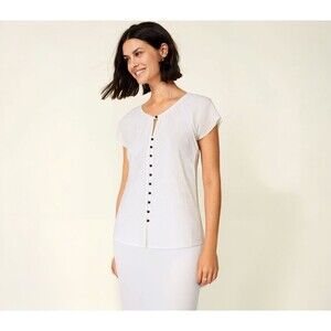 Banana Republic 100% Silk Crew Neck short Sleeve Blouse  Cream Sz S